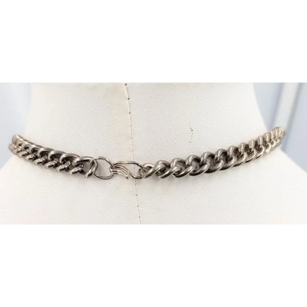 Statement Bib Necklace Silver Tone Faux Pearl Black Bead Cha Cha Charm 19 Inch